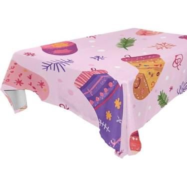 Imagem de Blueangle Toalha de mesa de meias de Natal – Toalha de mesa quadrada de poliéster impermeável e resistente a manchas para ambientes internos e externos, 137 x 137 cm (205)