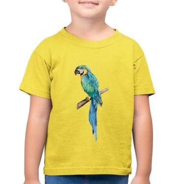 Imagem de Camiseta Algodão Infantil Arara Azul - Foca na Moda, Amarelo canário, 