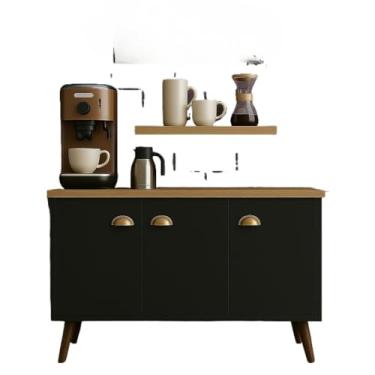 Imagem de Aparador Portas com Pés Retro Cantinho Do Café (NATURE/PRETO)