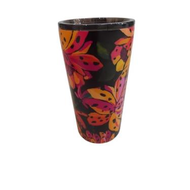 Imagem de Copo Glub Farm Flor de Banana, Copo Térmico com Tampa, Preto e Laranja com Estampa Flor de Banana, 500ml