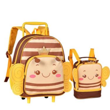 Imagem de Kit Mochila Carrinho Infantil Clio Pets Abelha Borboleta, Amarelo