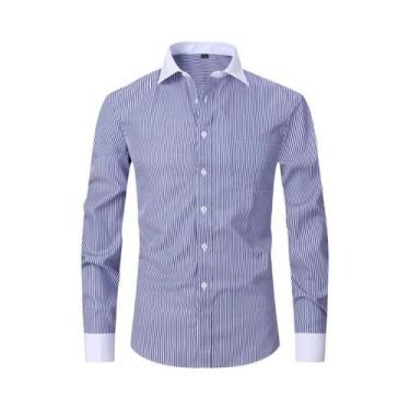 Imagem de Camisa Social Masculina Branca Clássica Com Punho Duplo, Manga Longa, 