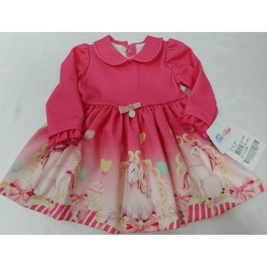 Imagem de Vestido Manga Longa Estampado Bebê Menina Luxo Paraiso 13097-Feminino