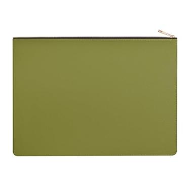 Imagem de Enyuwlcm Pasta de arquivo A4 de couro PU com zíper porta-documentos envelope para contrato de recibo (1, verde)