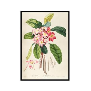 Imagem de Pôster vintage tropical botânico antigo palmeiras abacaxi arte de parede pintura em tela para sala de estar decoração de casa (SKU2,20.3x30.5 cm = (20 x 30 cm), moldura preta)