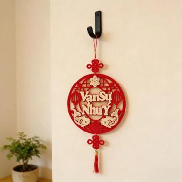 Imagem de KYMY Enfeite para pendurar ano novo vietnamita de 2026, decoração de ano novo lunar asiático 29,9 x 13,3 polegadas, pingente de prosperidade da sorte cavalo do zodíaco para decoração de casa