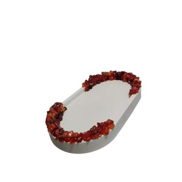 Imagem de Bandeja Decorativa organizadora com pedras de ágata (Branca com pedras de ágata)