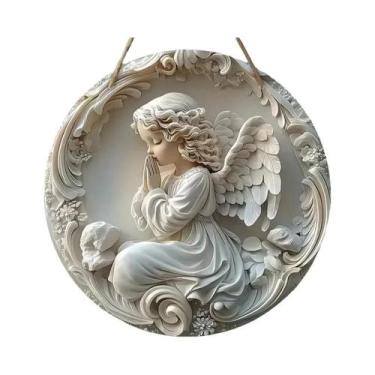 Imagem de Placa De Natal Redonda Em Metal Com Efeito De Relevo 2D Do Presépio De