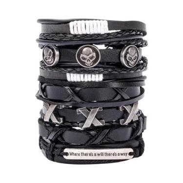 Imagem de Pulseira De Couro Vintage Estilo Punk Masculina DIY Conjunto De Joias 