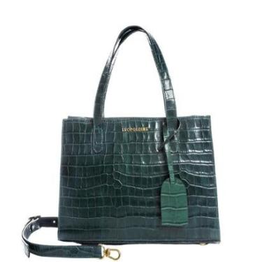 Imagem de Bolsa Tote Croco Verde em Couro Legítimo com Alça Removível Leopoldine-Feminino