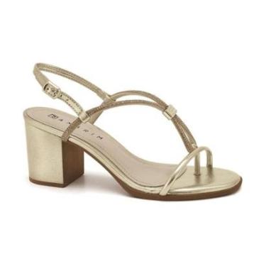 Imagem de Sandalia Feminino Salto Bloco Ramarim Dourado-Feminino
