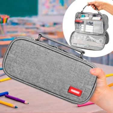 Imagem de Estojo Escolar Grande Box Jumbo Porta Lapis E Canetas Moda - M3M, Pret