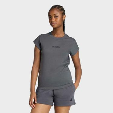 Imagem de Camiseta Adidas Logo Linear Feminina, Chumbo, G