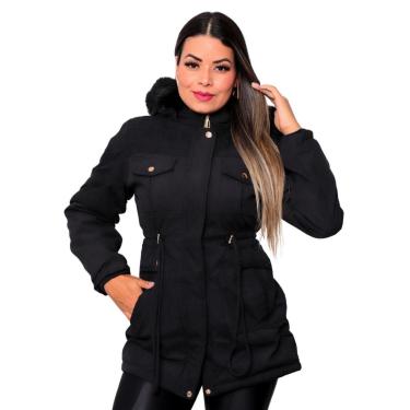 Imagem de Jaqueta ParKa Sarja Peluciada com Capuz -Feminino