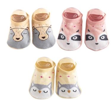 Imagem de Kit 3 Meias Sapatilhas Antiderrapante Pietra Baby Infantil Unissex Alg