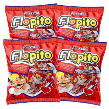 Imagem de Kit 4 Pacotes Pirulito Coração Vermelho Flopito 500g Florestal
