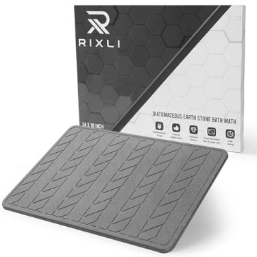 Imagem de RIXLI Tapete de banho de pedra de terra diatomácea | Tapete de banho de pedra GG ecológico 45 x 61 cm. Tapete de banheiro de secagem instantânea com lixa e almofadas. Multiuso, balcão de cozinha e