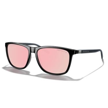 Imagem de MERRY'S Óculos de sol unissex de alumínio polarizado vintage para homens/mulheres S8286, Armação preta/lente espelhada rosa/hastes cinza, Lens Width: 58 Millimeters