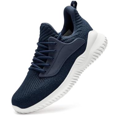 Imagem de VIPSUPER Tênis feminino de caminhada – Espuma viscoelástica, sem cadarço, academia, treino, enfermagem, conforto e trabalho, leve, Azul escuro, 34