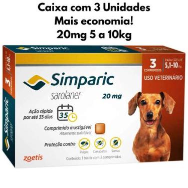 Imagem de Antipulgas Simparic Caixa 3 Comprimidos 20Mg (5,1 Kg - 10 Kg) - ZOETIS