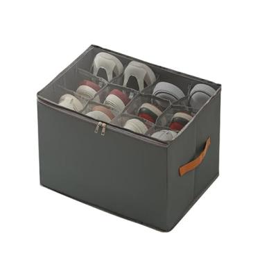 Imagem de Caixa Organizadora 6 Pares de Sapato 43x32x30cm Com tampa e divisória transparentes, dobrável，Perfeito para Manter o Lar Organizado em Encontros Familiares e Recebimentos Sociais(preto-2pcs)