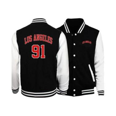 Imagem de Jaqueta Masculina Retrô Com Estampa De Letras Da Cidade De Los Angeles
