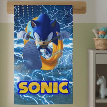 Imagem de Toalha Banho Infantil Menino Com Estampa Azul Game Jogo Corrida Soni A