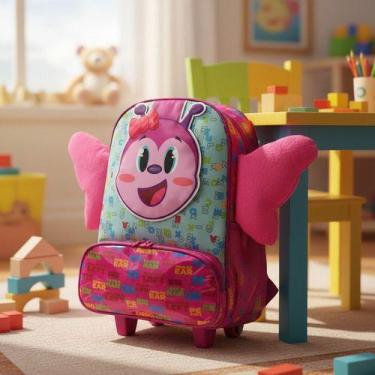 Imagem de Mochila Rodinhas Infantil Escolar Menino Menina Kids Azul Stitch Tsum 