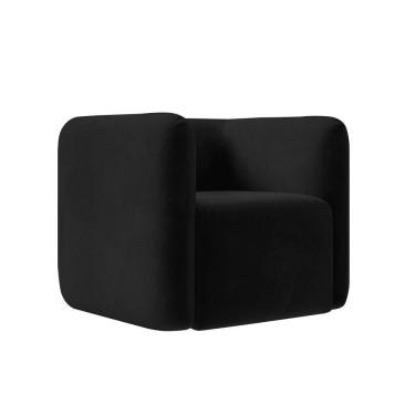 Imagem de Poltrona Decorativa Sala De Estar Trinidad Base Fixa Veludo Preto G33 - Gran Belo