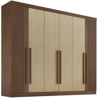 Imagem de Guarda Roupa Da Vinci Plus Ripado Castanho Linho 6 Portas 6 Gavetas D?doro