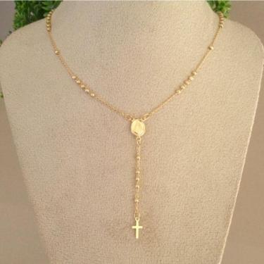 Imagem de Terço Feminino Nossa Senhora Aparecida Banhado A Ouro