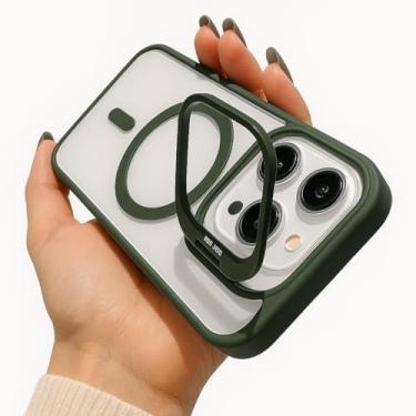 Imagem de SEV Capa Transparente Acrílica com Bordas Emborrachadas compatível com iPhone 11 12 13 14 15 16 17 Pro Max, Proteção de Câmera, Compatível com Carregamento MagSafe (Verde Militar, iPhone 16e)