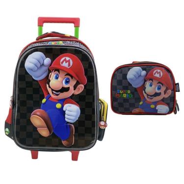 Imagem de Kit Mochila De Rodinha Super Mario + Lancheira 42552-Masculino