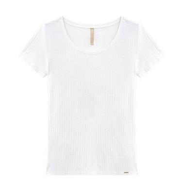 Imagem de Blusa Manga Curta Canelada Básica Feminina Lunender 00400 Branca-Feminino