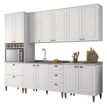 Imagem de Cozinha Completa 5 Peças Americana Branco Com Torre Quente E Tampo Calcare - Móveis Henn Branco