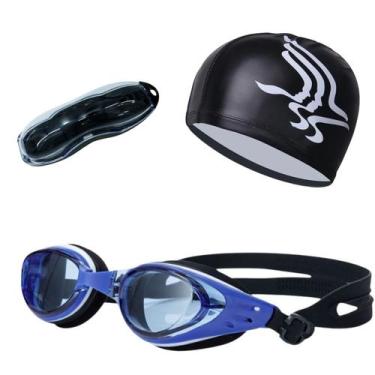 Imagem de Kit Óculos Touca e Estojo para Natação Adulto Proteção UV - Hero Band,