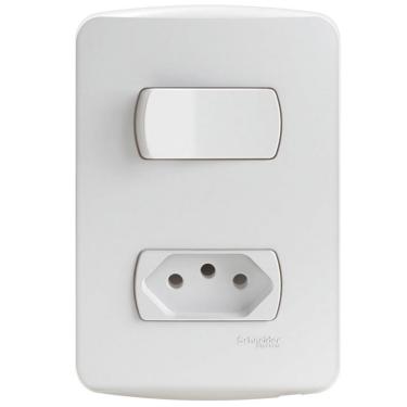 Imagem de Conjunto 1 Interruptor Simples + 1 Tomada 2 Pinos + Terra 10 Amperes 250 Volts S3b69030 Schneide