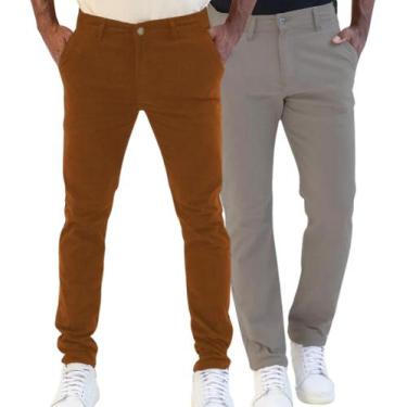 Imagem de Kit 2 Calças Masculina Sarja Elastano Bolso Faca Pro Premium - History