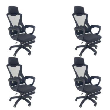Imagem de Kit 4 Cadeiras de Escritório Presidente Executiva Oficial Supreme Preto