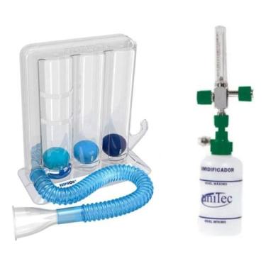 Imagem de Kit Fisioterapia Respiratória + Fluxômetro + Frasco - Sem marca