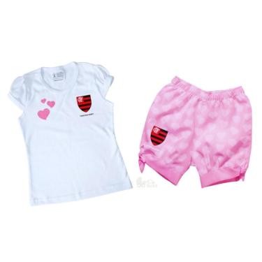 Imagem de Conjunto Bebê Flamengo Rosa Oficial - Torcida Baby