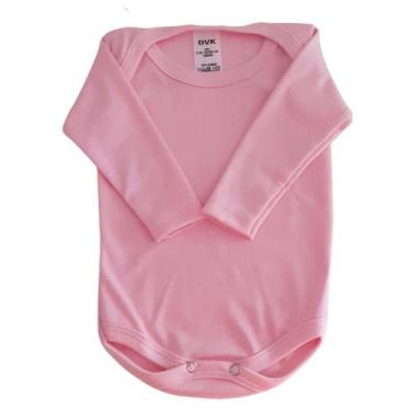 Imagem de Body liso Bebe Manga Longa Suedine Rosa Roupa de Bebe 100 Algodão basi