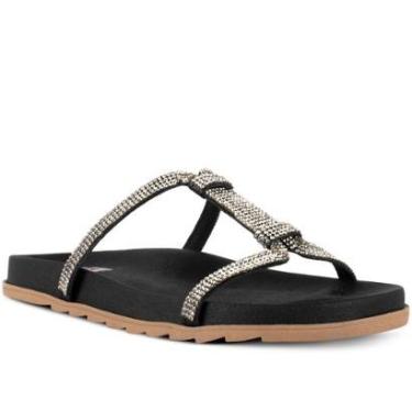 Imagem de Sandália Papete Flat Com Strass Brilho Moda Confort Festa  A9.09-Feminino