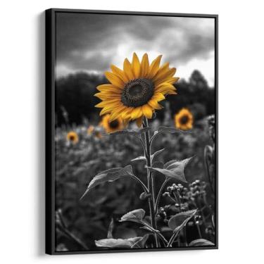 Imagem de Quadro decorativo Girassol Solitário Sob Céu Tempestuoso - Art Canvas,