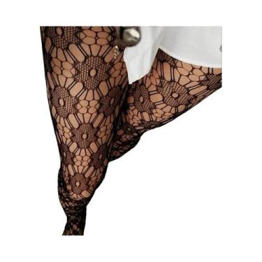 Imagem de Meias-calças Pretas Com Padrão De Rede Para Mulheres, Estilo Y2K, Meia