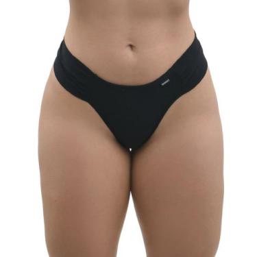 Imagem de Calcinha Fio Dental Duplo De Algodão Econfort, GG, Preto