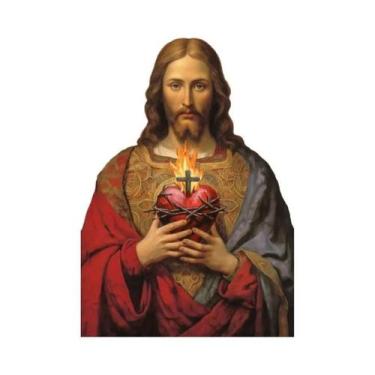 Imagem de Pintura Em Tela Sagrado Coração De Jesus E Virgem Maria, Arte Religios