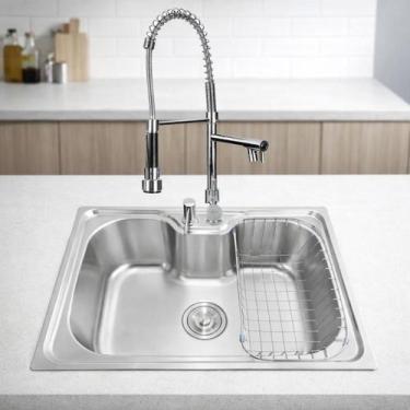 Imagem de Kit Cuba de Cozinha Gourmet 60x42cm Aço Inox 304 E Torneira Monocomand