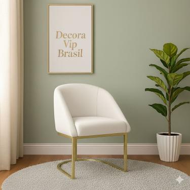 Imagem de Cadeira Poltrona Lua Decorativa para Quarto em Tecido Veludo com Encosto Curvo Aconchegante Bege