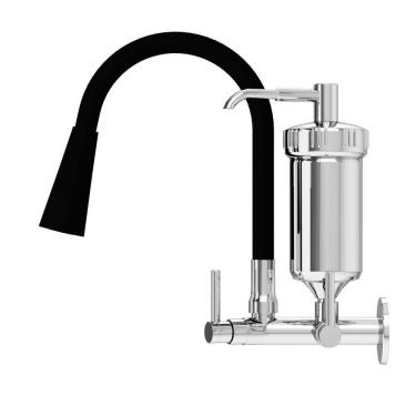 Imagem de Torneira de Cozinha com Filtro Torneira Cozinha C-filtro Preta Parede Cone 1-4v. 1-4 de...